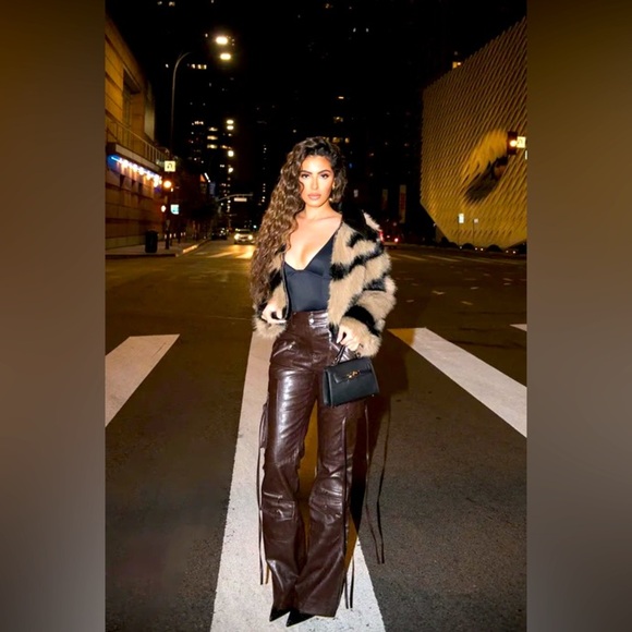 Don't You Worry Faux Leather Flare Pant - Chocolate - Picture 3 of 4